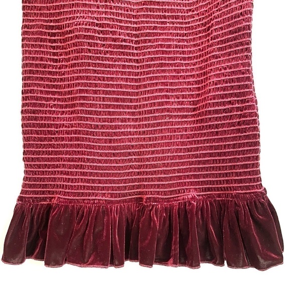 new Aqua Wine Red Smocked Off Shoulder Mini Dress US L - Picture 5 of 8